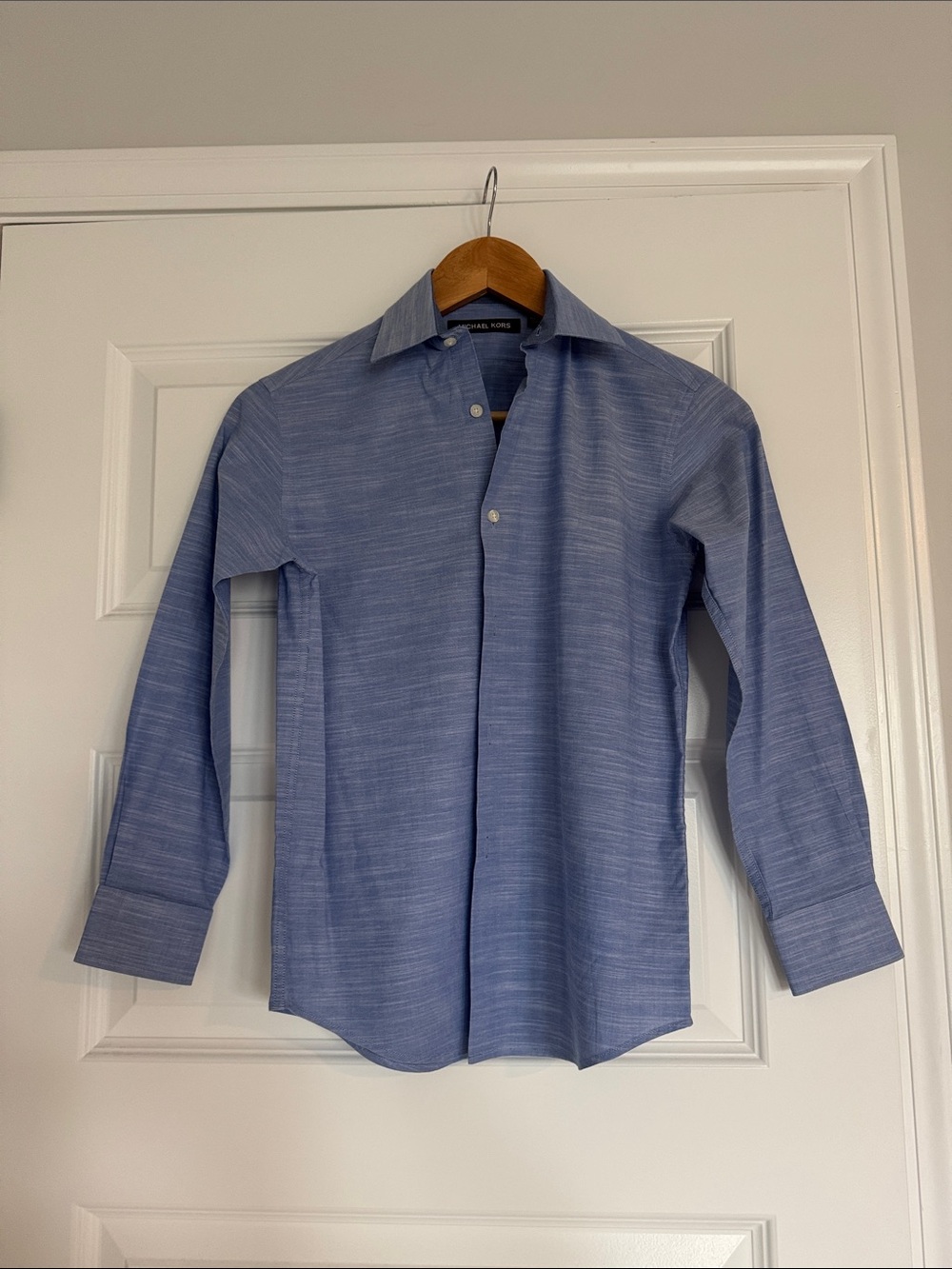 Michael Kors Light Blue Men's Dress Shirt with Subtle Texture
